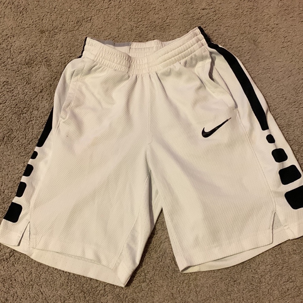 White Nike Elite Basketball Shorts